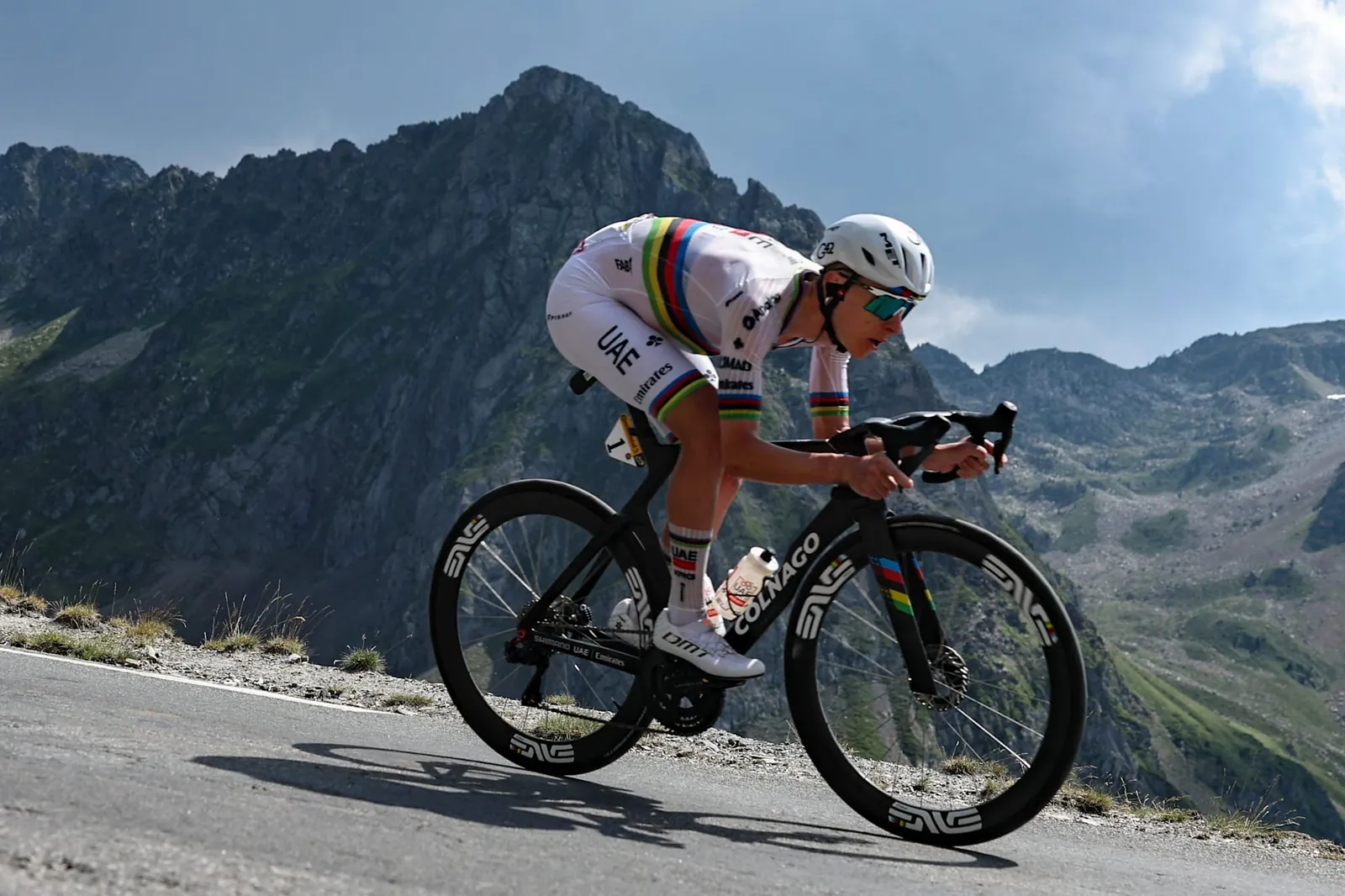 UAE Team Emirates - XRG's Slovenian rider Tadej Pogacar cycles in the descent of the Col de Tourmalet during the 6th stage of the 113th edition of the Tour de France cycling race, 186,2 km between Pau and Gavarnie-Gèdre in the French Pyrenees, on July 9, 2026. (Photo by Anne-Christine POUJOULAT / AFP)